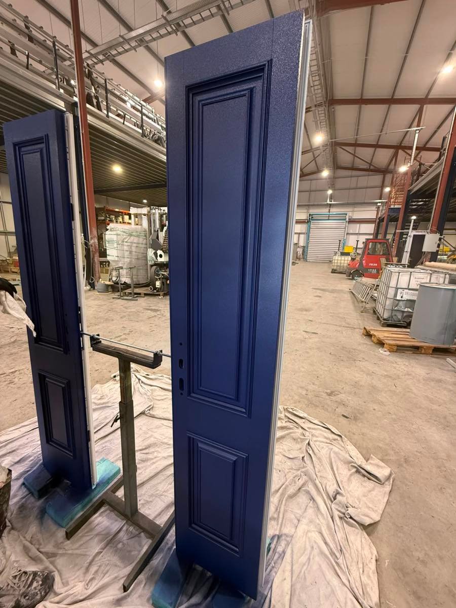Spray painted blue door Limerick